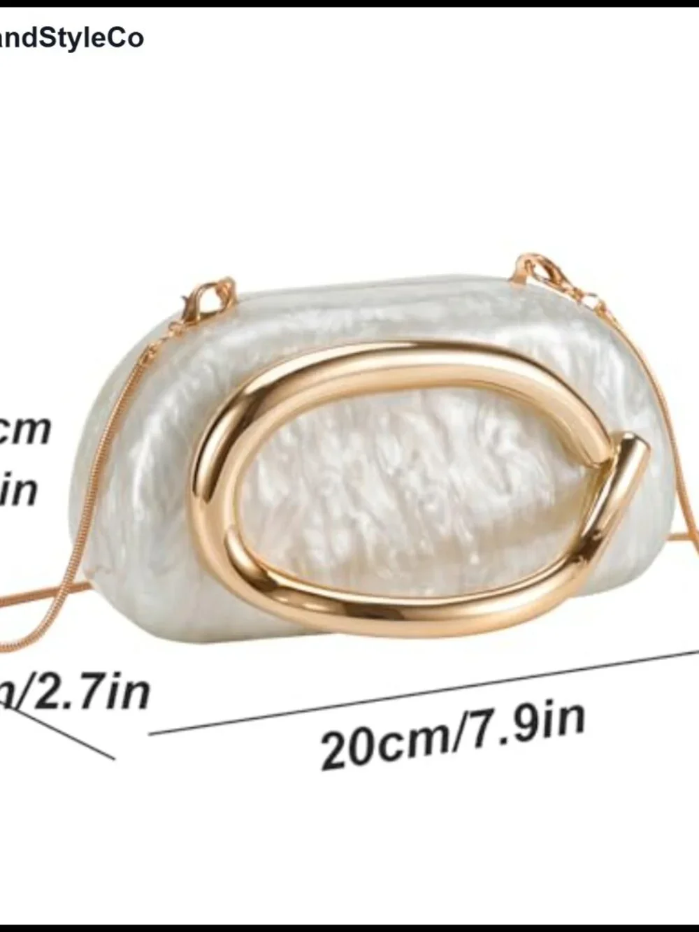 Acrylic PU Leather Clutch Evening Bag with Metal Chain for Wedding Party Prom